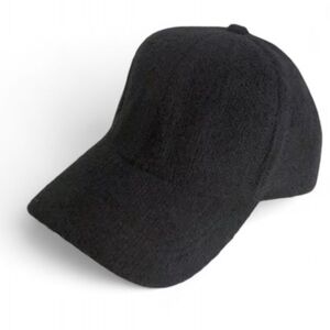 New Unisex Textured Jet  Black Bouclé Baseball Cap Cozy Luxe Style